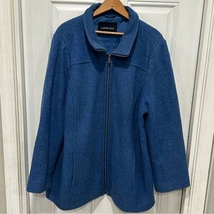 Lands End Women’s Wool Blend Lined Coat Full Zip Hand pockets Cornflower Blue